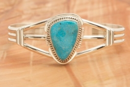 Navajo Jewelry Kingman Turquoise Sterling Silver Bracelet